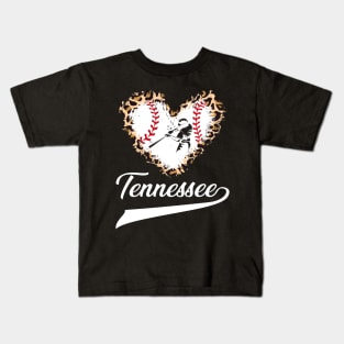 Tennessee Souvenir Baseball Leopard Heart I Love Tennessee Kids T-Shirt